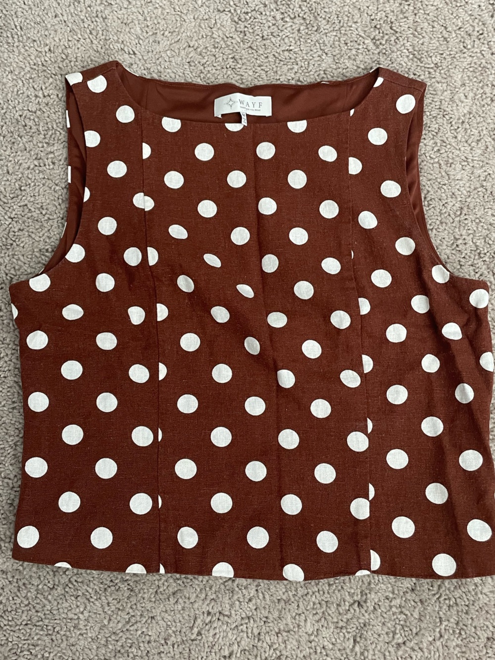 WAYF Elle Polka Dot Sleeveless Linen Blend Shell Top - NWOT